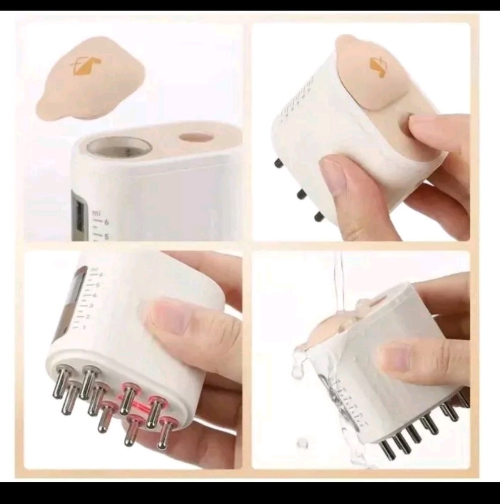 *:New Crown naturale Electric Scalp Massager Hair Oil Applicator Brush Red Light